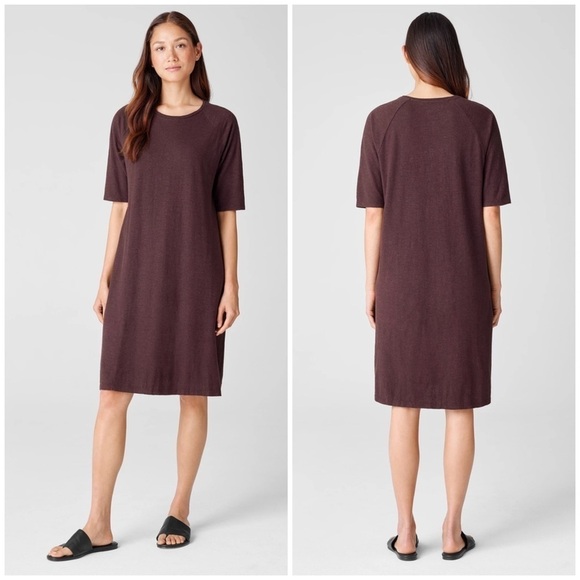 Eileen Fisher Dress Women’s Size 1X Plum Purple Jersey Knit MIDI Dress - Picture 6 of 14